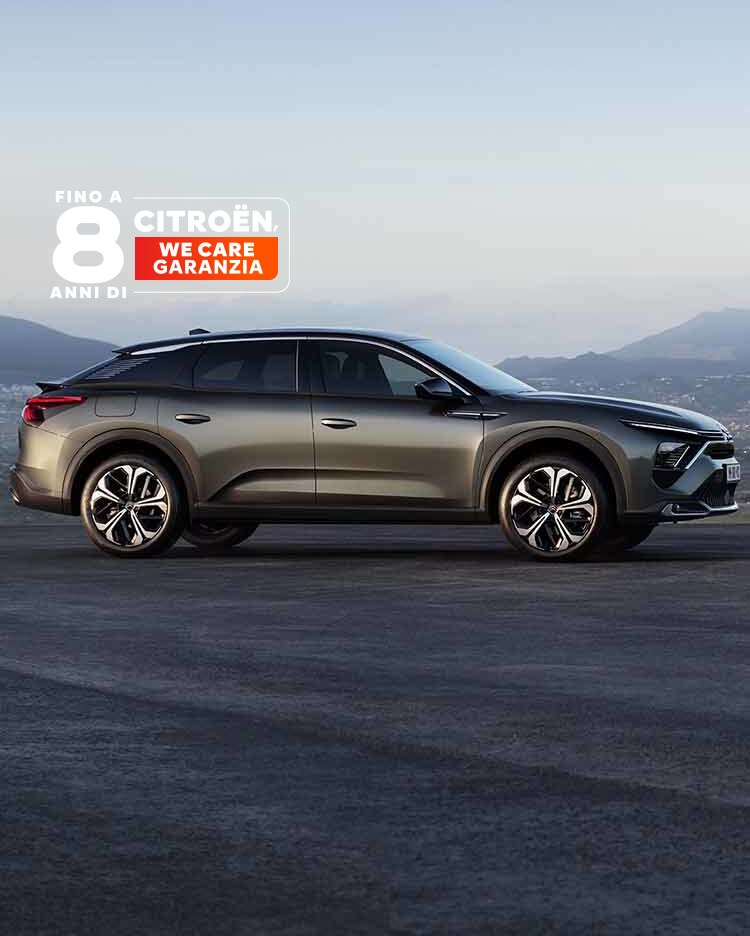 Two Citroën C5 X parked 3/4 rear view and profile